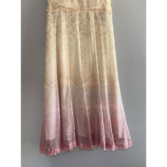 Due Per Due Silk Dress Babydoll Ruffle Ombré Pink Cream Feminine Dainty Flowy 4 - Picture 7 of 16